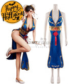 【In Stock】Game Street Fighter Cosplay Chun-Li Costume Sexy Cheongsam Plus Size Costumes